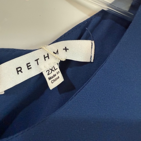 Blue RETHM+ 2XL Sheath-style dress with great pleated ruffle details-New, never - Picture 4 of 7